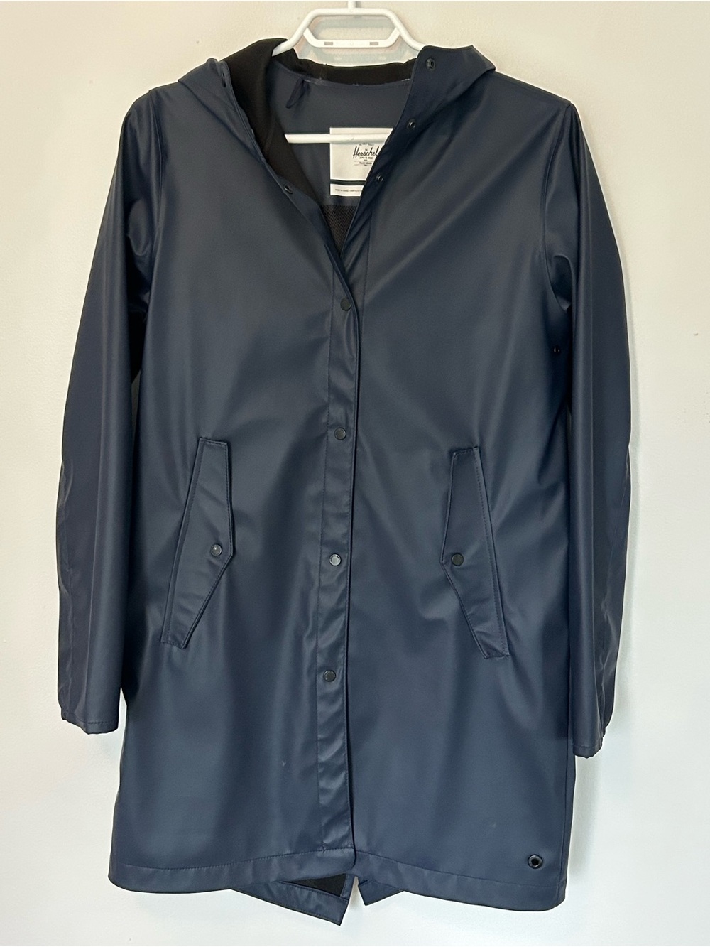 Herschel Navy Hooded Rain Jacket Coat Small